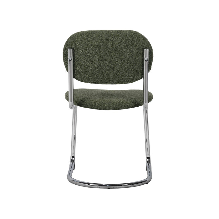 Set 2 sedie arrotondate in metallo, bouclé testurizzato e gambe