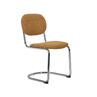 Set 2 sedie arrotondate in metallo, bouclé testurizzato e gambe