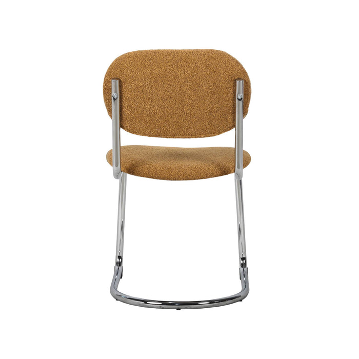 Set 2 sedie arrotondate in metallo, bouclé testurizzato e gambe