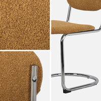 Set 2 sedie arrotondate in metallo, bouclé testurizzato e gambe