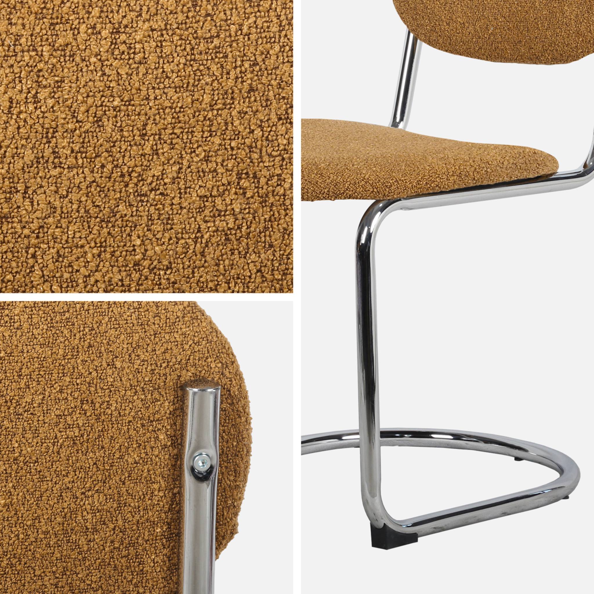 Set 2 sedie arrotondate in metallo, bouclé testurizzato e gambe