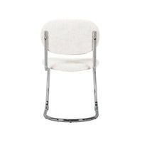 Set 2 sedie arrotondate metallo, tessuto bouclé e gambe cromate, beige