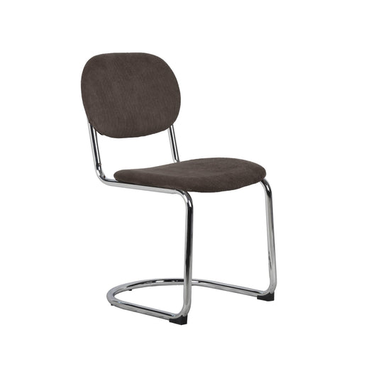 Set 2 sedie arrotondate metallo, velluto a coste e gambe cromate,