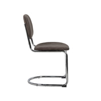 Set 2 sedie arrotondate metallo, velluto a coste e gambe cromate,