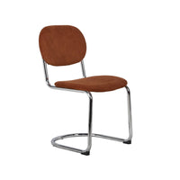 Set 2 sedie arrotondate metallo, velluto a coste e gambe cromate,