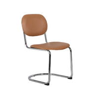 Set di 2 sedie arrotondate metallo, similpelle e gambe cromate,