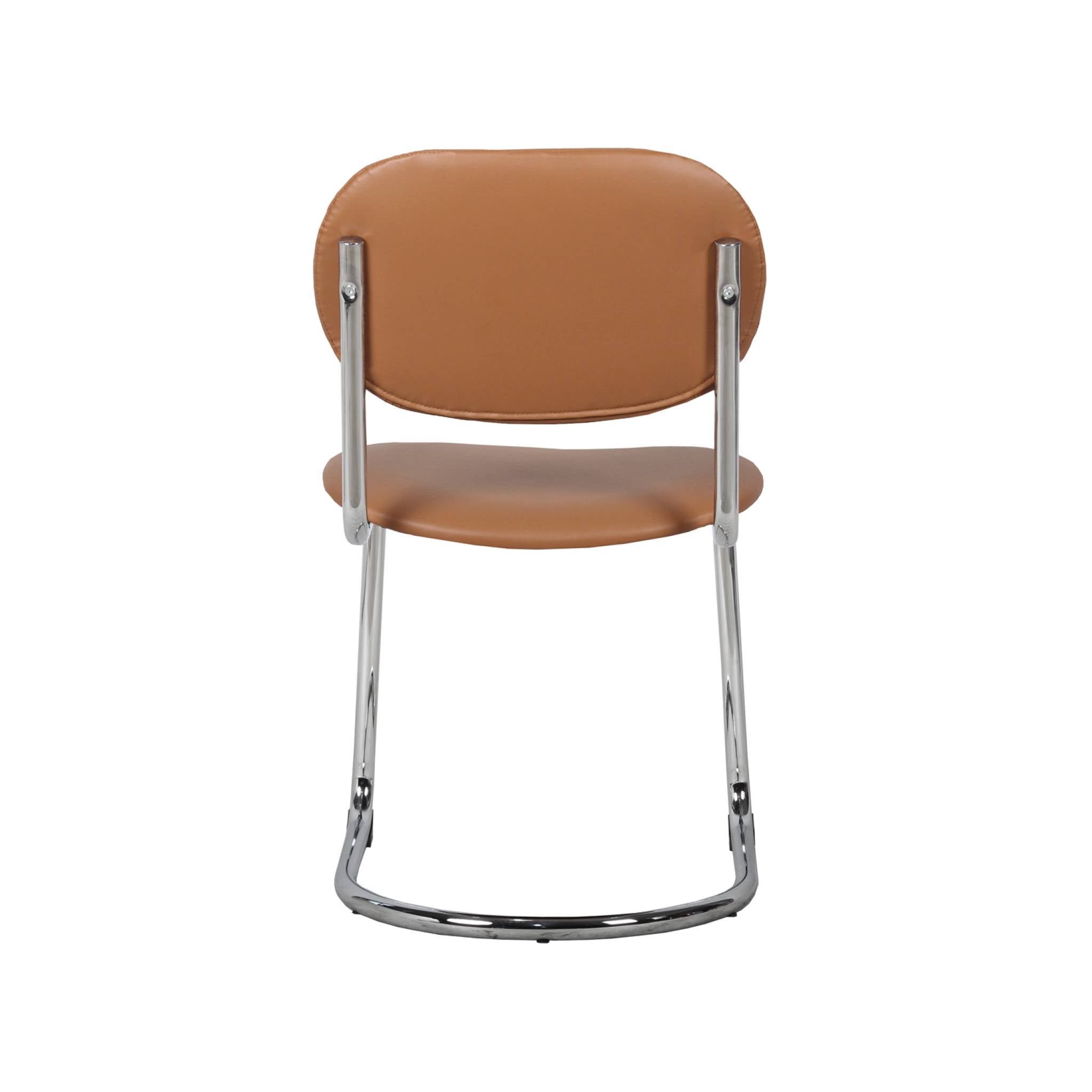 Set di 2 sedie arrotondate metallo, similpelle e gambe cromate,