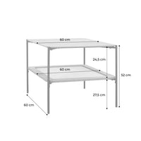 Tavolino quadrato con doppio piano effetto legno e canna da zucchero,