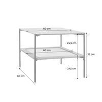 Tavolino quadrato con doppio piano effetto legno e canna da zucchero,