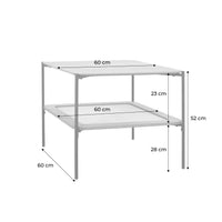 Tavolino quadrato con doppio piano effetto legno e canna da zucchero,