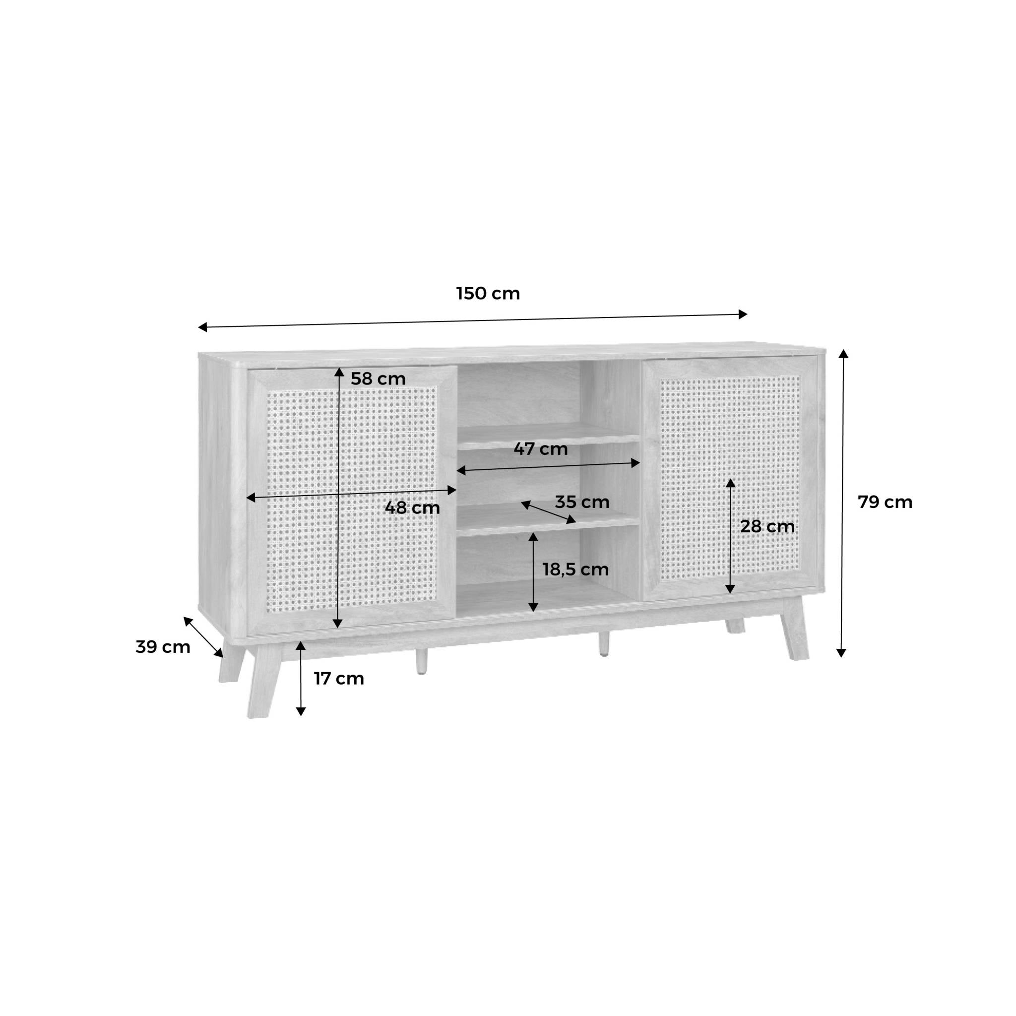 Buffet scorrevole a 2 ante 150cm i sweeek