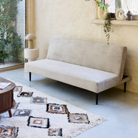 Divano panchina letto 3 posti velluto a coste piedistallo metallo,