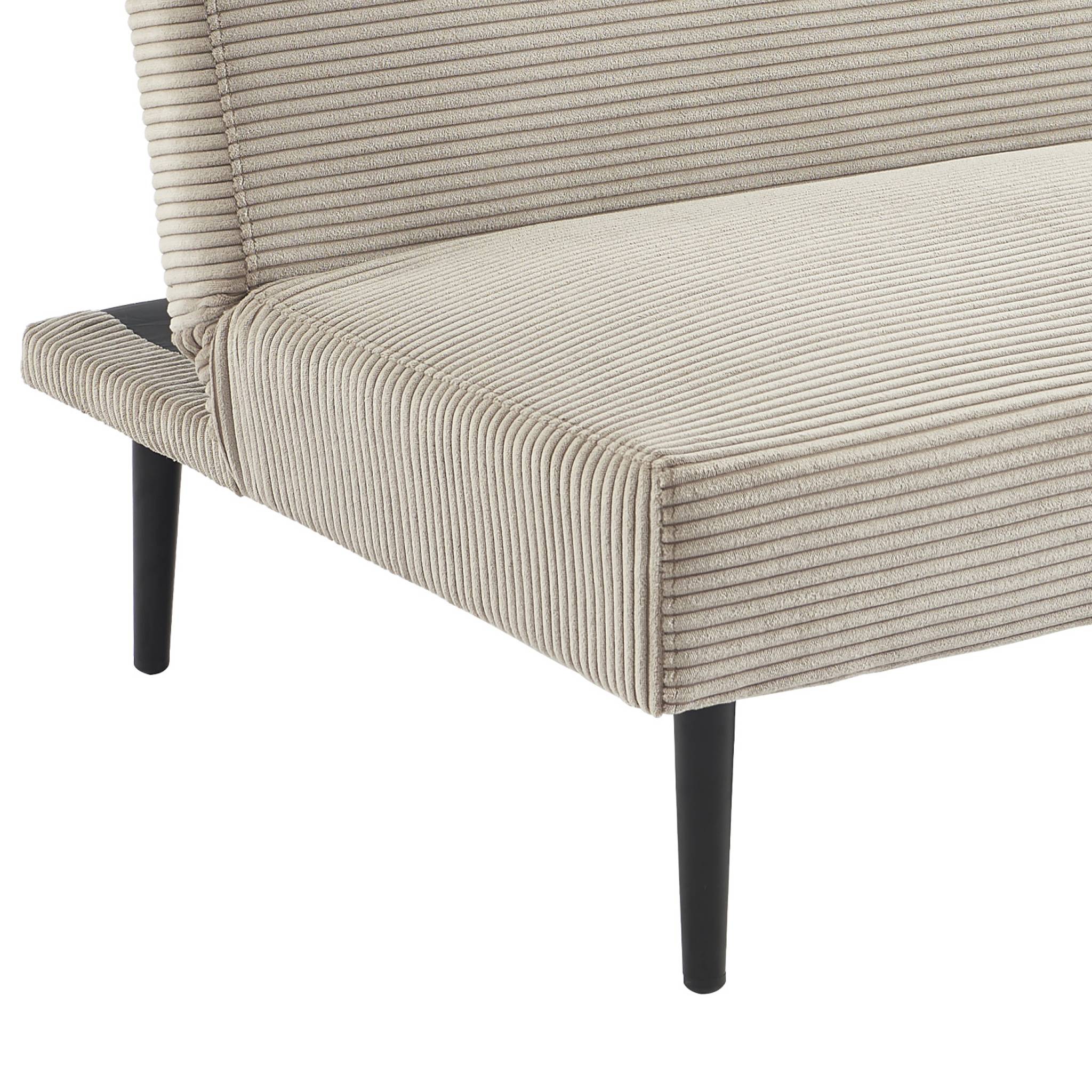 Divano panchina letto 3 posti velluto a coste piedistallo metallo,