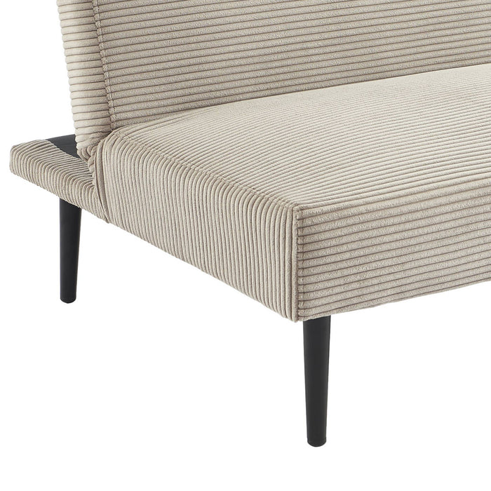 Divano panchina letto 3 posti velluto a coste piedistallo metallo,