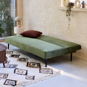 Divano panchina letto 3 posti velluto a coste piedistallo metallo,