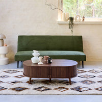 Divano panchina letto 3 posti velluto a coste piedistallo metallo,