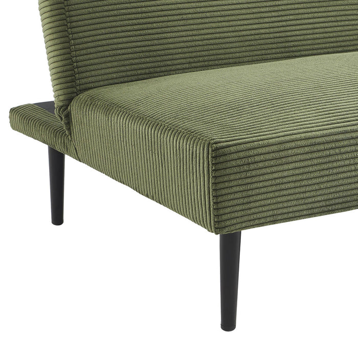 Divano panchina letto 3 posti velluto a coste piedistallo metallo,