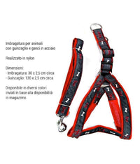 Imbragatura Con Guinzaglio Per Cani Animali Cane In Nylon E Acciaio Vari Colori         