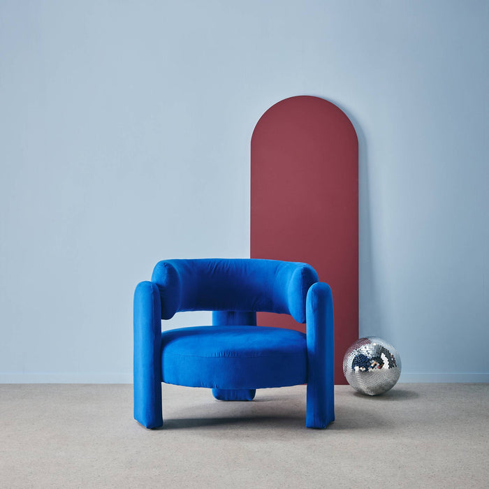 Sedia tripode in tessuto tipo feltro, blu