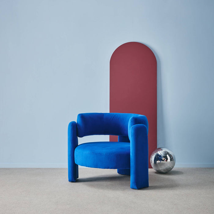 Sedia tripode in tessuto tipo feltro, blu