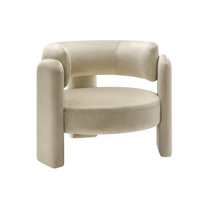 Poltrona tripode in velluto, beige