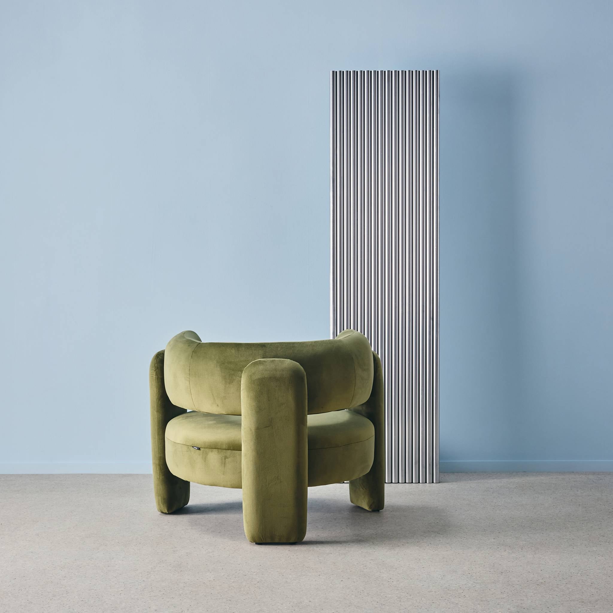 Poltrona tripode in velluto, verde