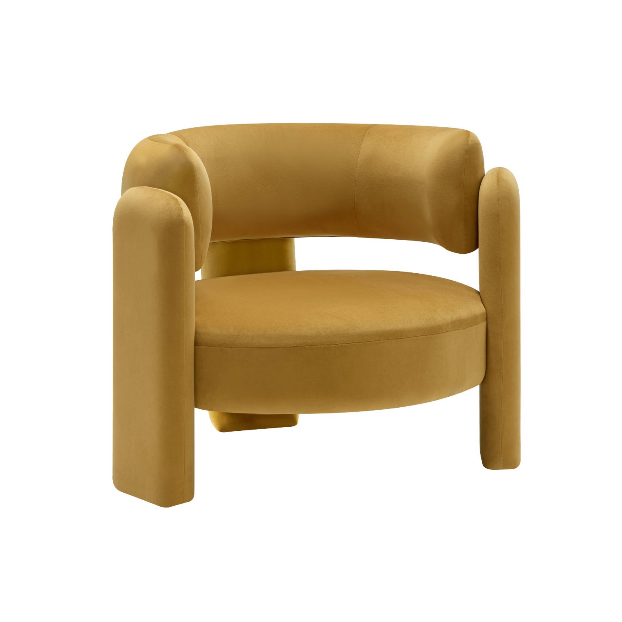 Poltrona tripode in velluto, mostarda