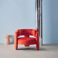 Poltrona tripode in velluto, arancione