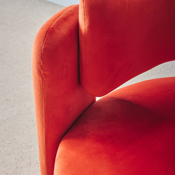 Poltrona tripode in velluto, arancione