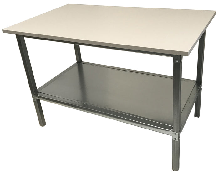 Banco lavoro metallico con piano in nobilitato superiore cm. 140x80x93h