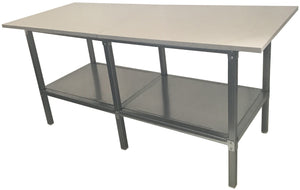 Banco lavoro con piano inferiore metallico e struttura di metallo zincato cm. 200x100x93h