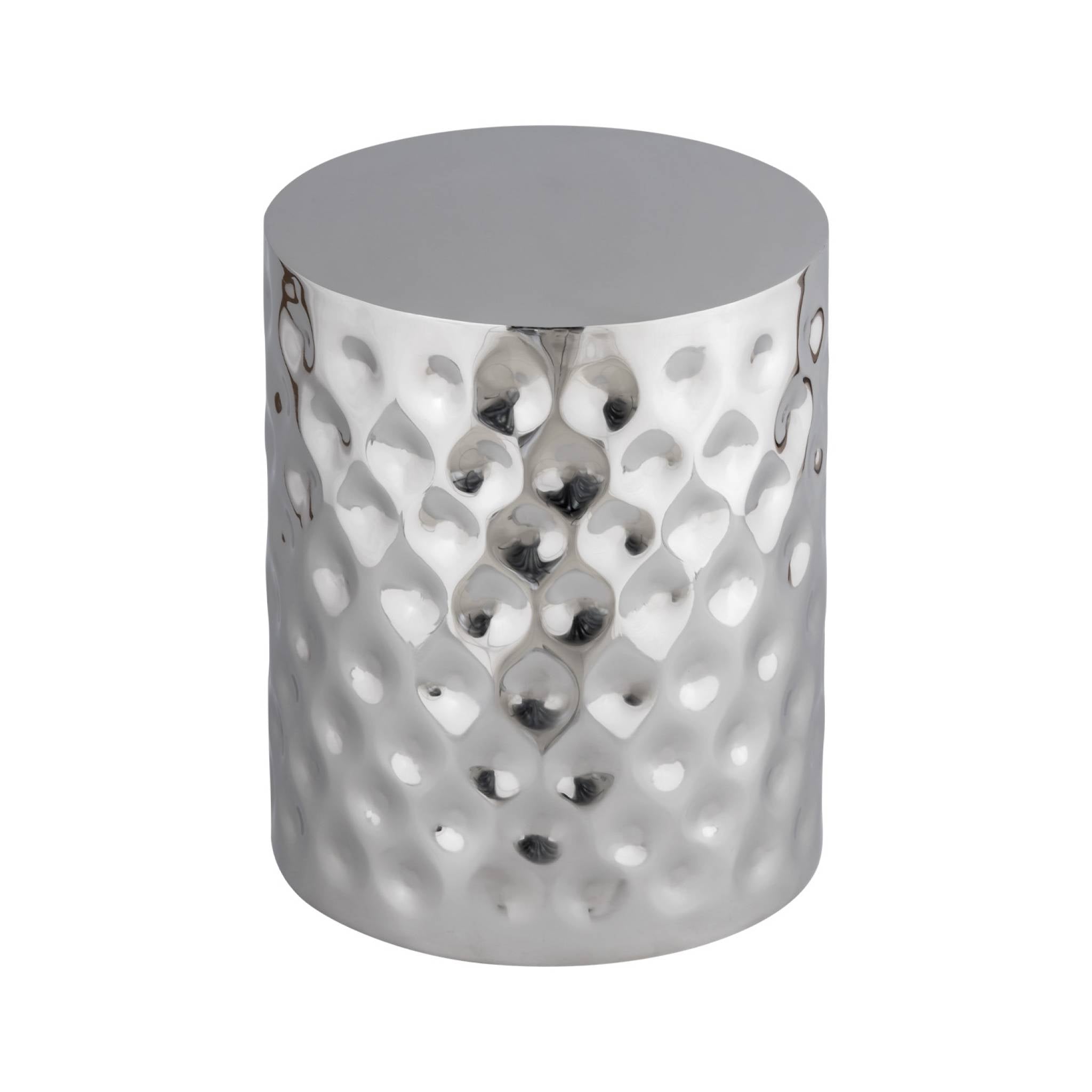 Tavolino da salotto in acciaio smaltato cromato, 41cm, grigio perlato