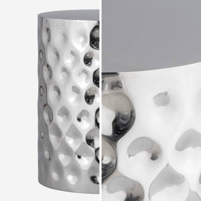 Tavolino da salotto in acciaio smaltato cromato, 41cm, grigio perlato