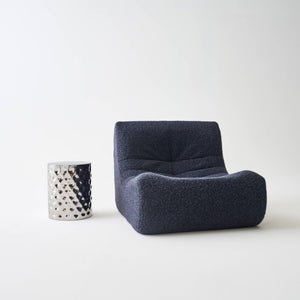 Tavolino da salotto in acciaio smaltato cromato, 41cm, grigio perlato