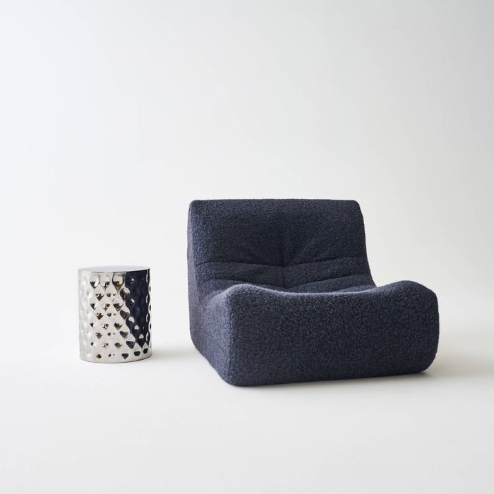 Tavolino da salotto in acciaio smaltato cromato, 41cm, grigio perlato