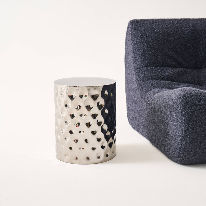 Tavolino da salotto in acciaio smaltato cromato, 41cm, grigio perlato