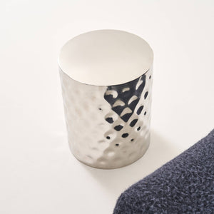 Tavolino da salotto in acciaio smaltato cromato, 41cm, grigio perlato