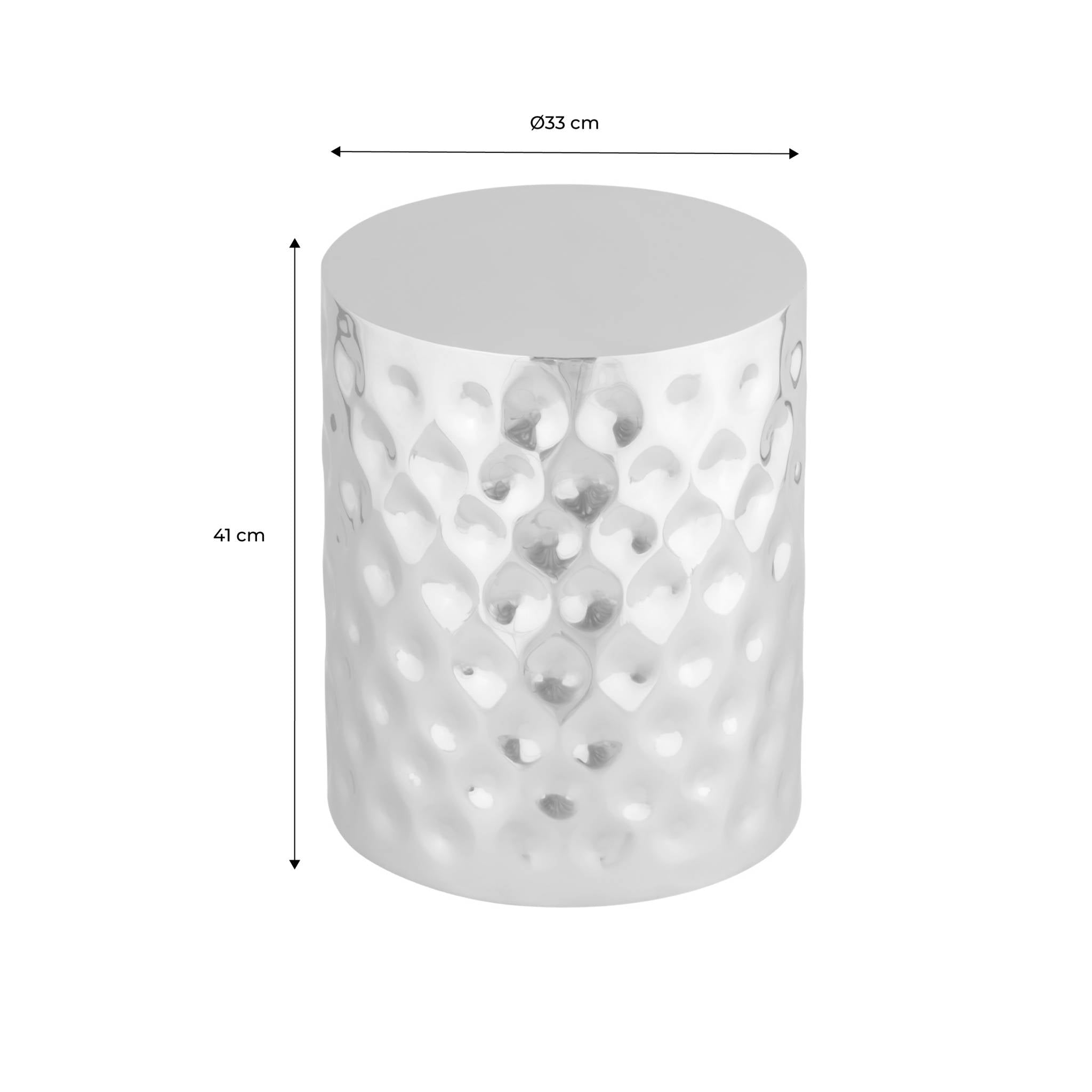 Tavolino da salotto in acciaio smaltato cromato, 41cm, grigio perlato