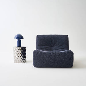 Tavolino da salotto in acciaio smaltato cromato, 41cm, grigio perlato