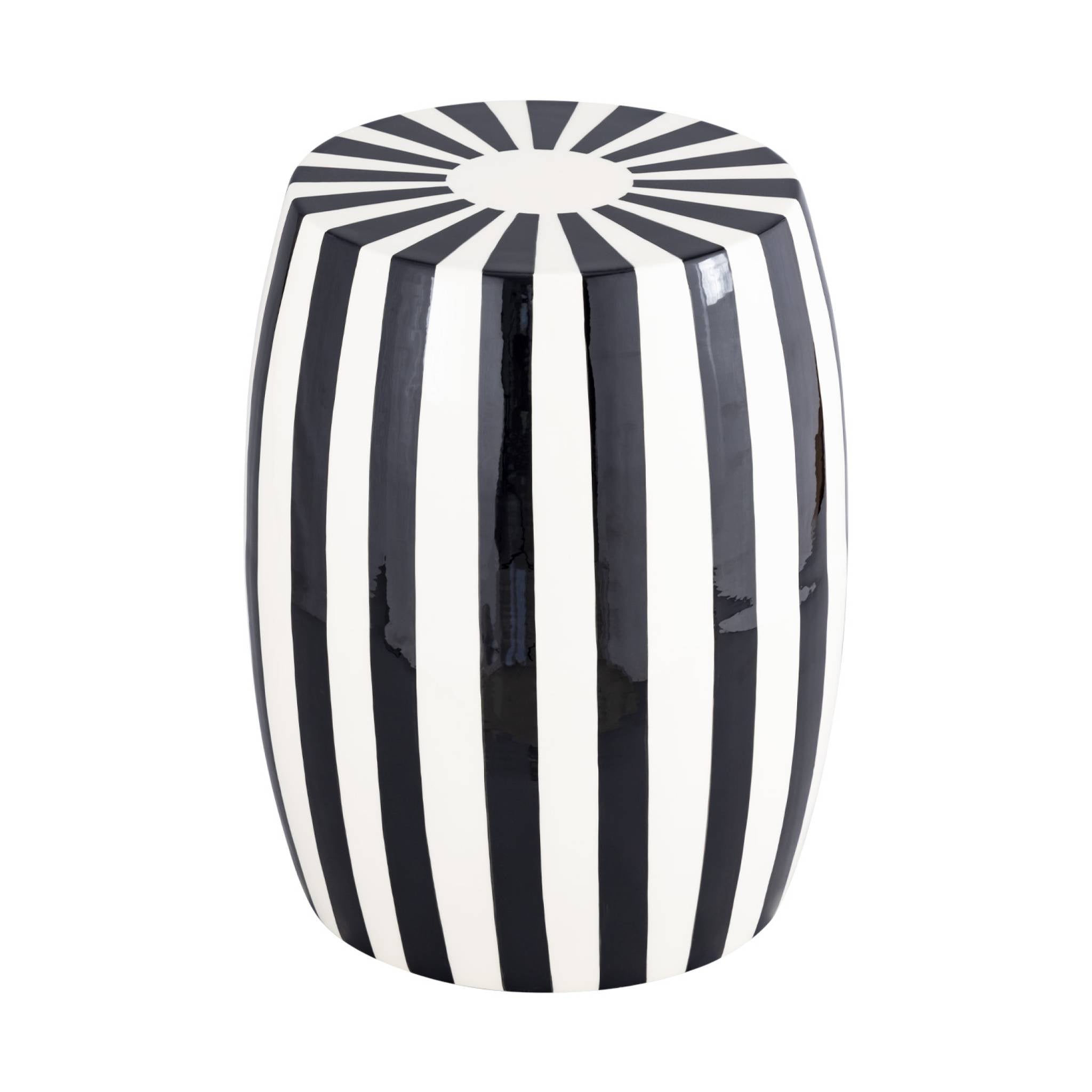 Tavolino da salotto in acciaio smaltato, righe bicolore, 46cm, nero