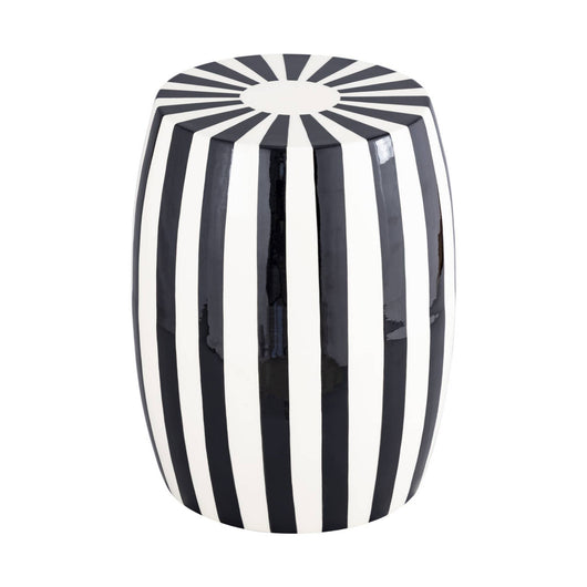 Tavolino da salotto in acciaio smaltato, righe bicolore, 46cm, nero