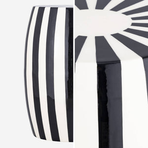 Tavolino da salotto in acciaio smaltato, righe bicolore, 46cm, nero