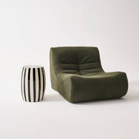 Tavolino da salotto in acciaio smaltato, righe bicolore, 46cm, nero