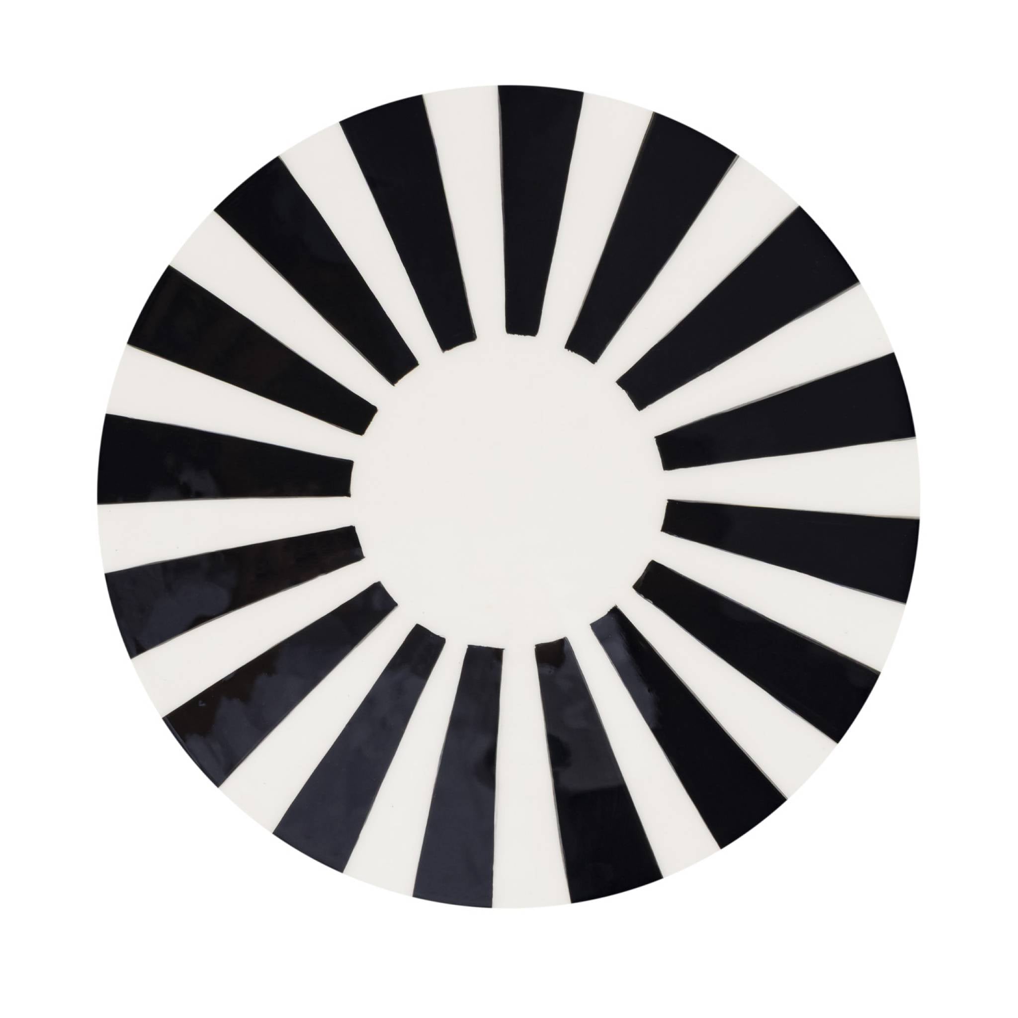 Tavolino da salotto in acciaio smaltato, righe bicolore, 46cm, nero