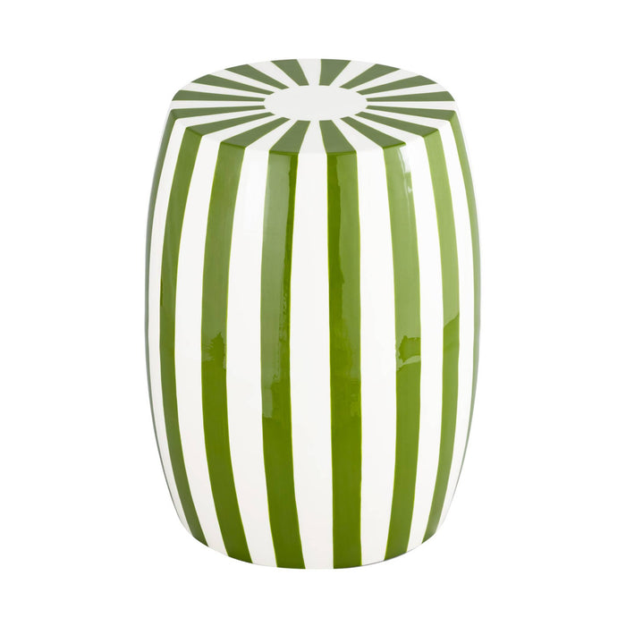 Tavolino da salotto in acciaio smaltato, righe bicolore, 46cm, verde