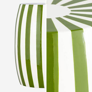 Tavolino da salotto in acciaio smaltato, righe bicolore, 46cm, verde