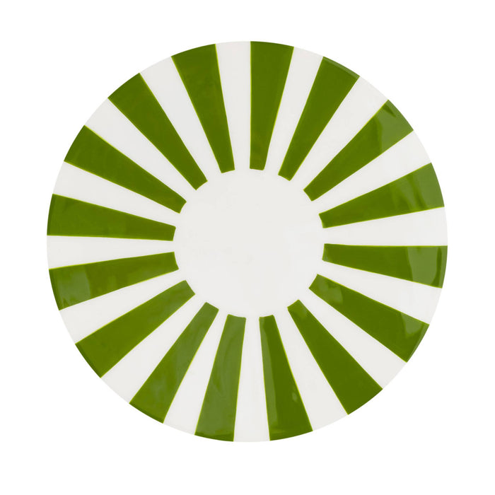 Tavolino da salotto in acciaio smaltato, righe bicolore, 46cm, verde