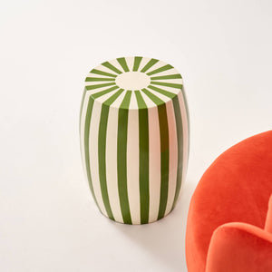 Tavolino da salotto in acciaio smaltato, righe bicolore, 46cm, verde