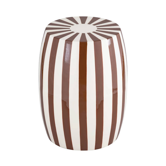 Tavolino da salotto in acciaio smaltato, righe bicolore, 46cm, marrone