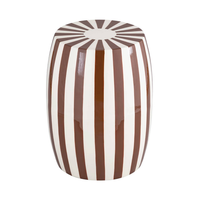 Tavolino da salotto in acciaio smaltato, righe bicolore, 46cm, marrone